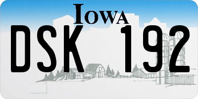 IA license plate DSK192