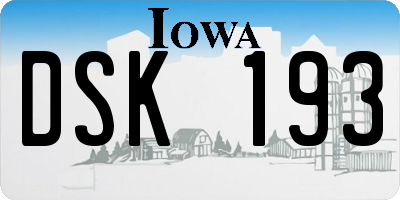 IA license plate DSK193