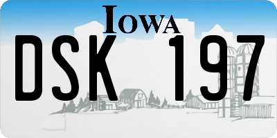 IA license plate DSK197