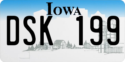 IA license plate DSK199