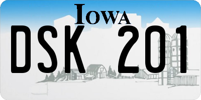 IA license plate DSK201
