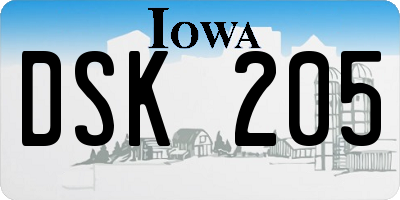 IA license plate DSK205