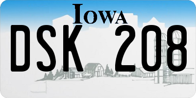 IA license plate DSK208