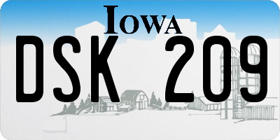 IA license plate DSK209