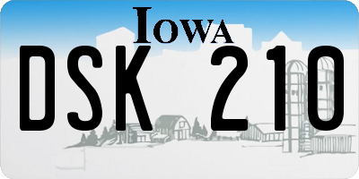 IA license plate DSK210