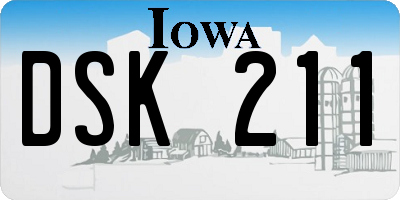IA license plate DSK211