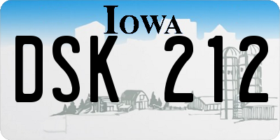 IA license plate DSK212