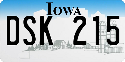 IA license plate DSK215