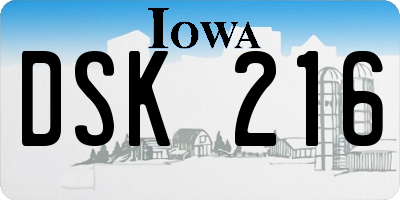 IA license plate DSK216