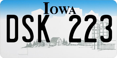 IA license plate DSK223