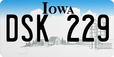 IA license plate DSK229