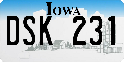 IA license plate DSK231