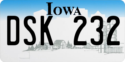 IA license plate DSK232