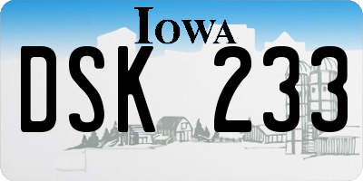 IA license plate DSK233