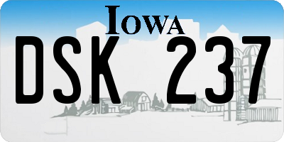 IA license plate DSK237