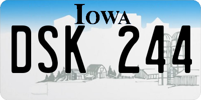 IA license plate DSK244