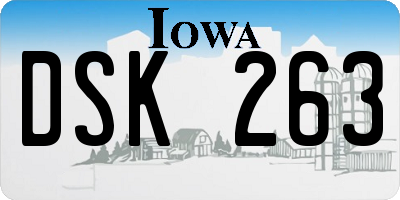 IA license plate DSK263