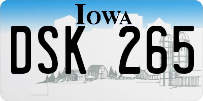 IA license plate DSK265