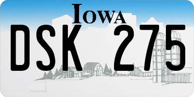 IA license plate DSK275