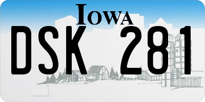 IA license plate DSK281