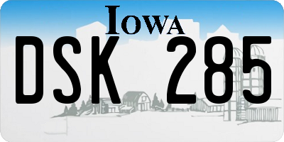 IA license plate DSK285