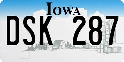IA license plate DSK287