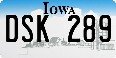 IA license plate DSK289