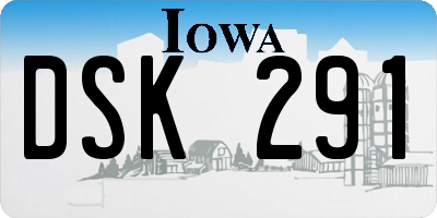 IA license plate DSK291