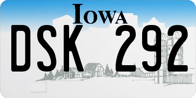 IA license plate DSK292