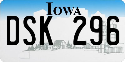 IA license plate DSK296