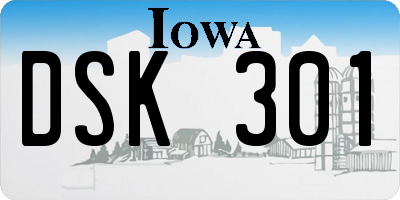 IA license plate DSK301