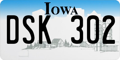 IA license plate DSK302