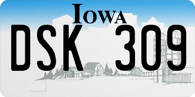 IA license plate DSK309
