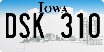 IA license plate DSK310