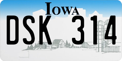 IA license plate DSK314