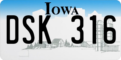 IA license plate DSK316