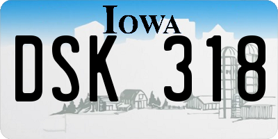 IA license plate DSK318