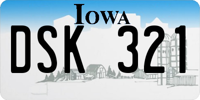 IA license plate DSK321