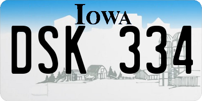 IA license plate DSK334