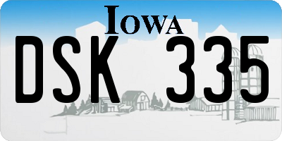 IA license plate DSK335