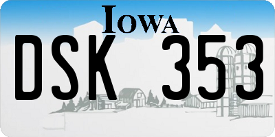 IA license plate DSK353
