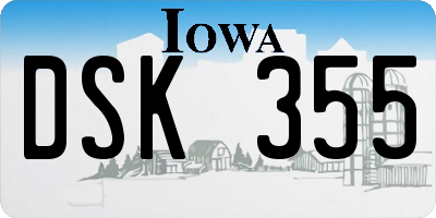 IA license plate DSK355