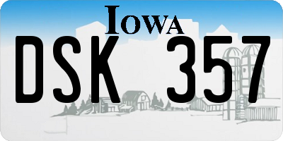 IA license plate DSK357