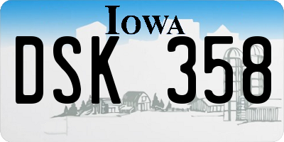 IA license plate DSK358