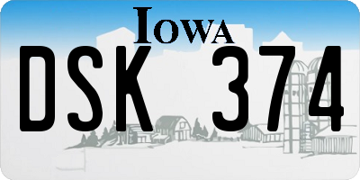 IA license plate DSK374