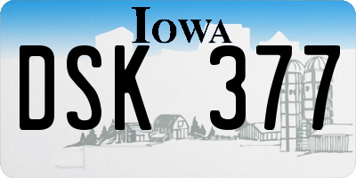 IA license plate DSK377