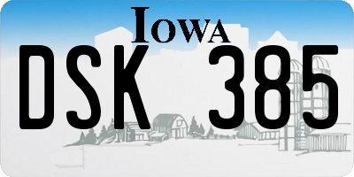 IA license plate DSK385