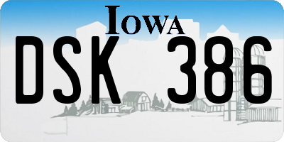 IA license plate DSK386