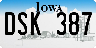 IA license plate DSK387