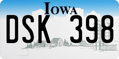 IA license plate DSK398